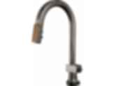 Frank Lloyd Wright® Kitchen Collection by Brizo® SmartTouch® SmartTouch® Pull-Down Kitchen Faucet with Arc Spout and Wood Wand - Less Handle - 64022LF-WDLHP