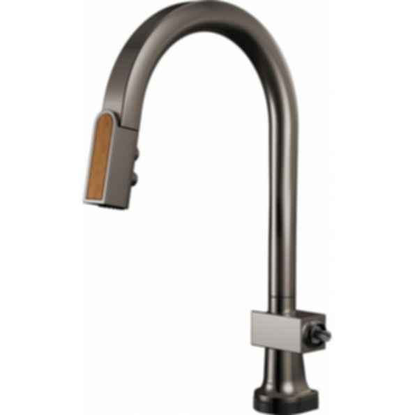 Frank Lloyd Wright® Kitchen Collection by Brizo® SmartTouch® SmartTouch® Pull-Down Kitchen Faucet with Arc Spout and Wood Wand - Less Handle - 64022LF-WDLHP
