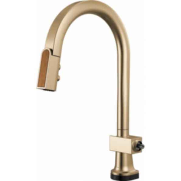Frank Lloyd Wright® Kitchen Collection by Brizo® SmartTouch® SmartTouch® Pull-Down Kitchen Faucet with Arc Spout and Wood Wand - Less Handle - 64022LF-WDLHP