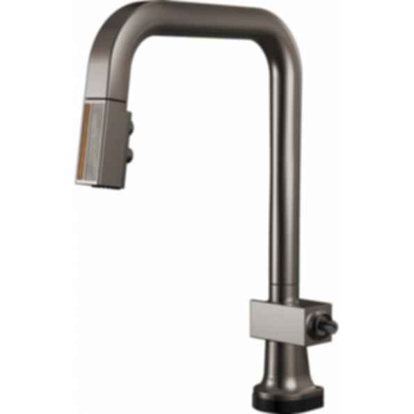 Frank Lloyd Wright® Kitchen Collection by Brizo® SmartTouch® SmartTouch® Pull-Down Kitchen Faucet with Square Spout and Wood/Concrete Wand - Less Handle - 64023LF-WDLHP
