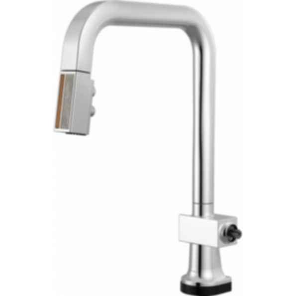 Frank Lloyd Wright® Kitchen Collection by Brizo® SmartTouch® SmartTouch® Pull-Down Kitchen Faucet with Square Spout and Wood/Concrete Wand - Less Handle - 64023LF-WDLHP