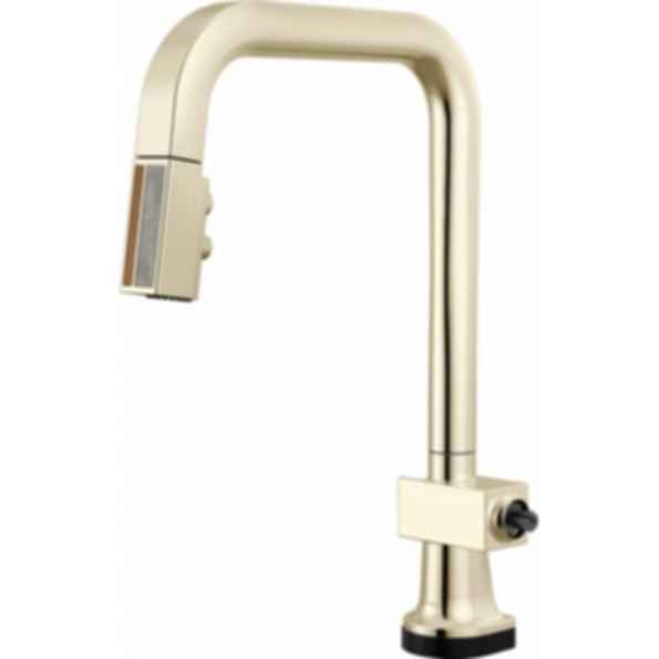 Frank Lloyd Wright® Kitchen Collection by Brizo® SmartTouch® SmartTouch® Pull-Down Kitchen Faucet with Square Spout and Wood/Concrete Wand - Less Handle - 64023LF-WDLHP