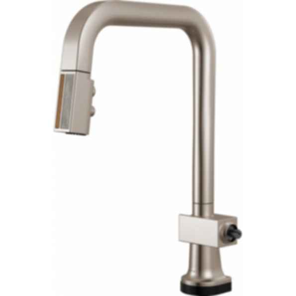Frank Lloyd Wright® Kitchen Collection by Brizo® SmartTouch® SmartTouch® Pull-Down Kitchen Faucet with Square Spout and Wood/Concrete Wand - Less Handle - 64023LF-WDLHP