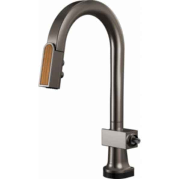 Frank Lloyd Wright® Kitchen Collection by Brizo® SmartTouch® Pull-Down Prep Faucet with Arc Spout and Wood Spout - Less Handle - 64922LF-WDLHP