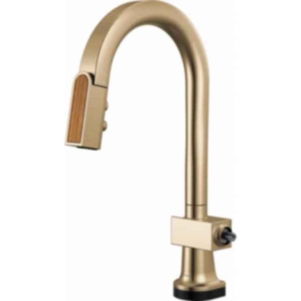 Frank Lloyd Wright® Kitchen Collection by Brizo® SmartTouch® Pull-Down Prep Faucet with Arc Spout and Wood Spout - Less Handle - 64922LF-WDLHP