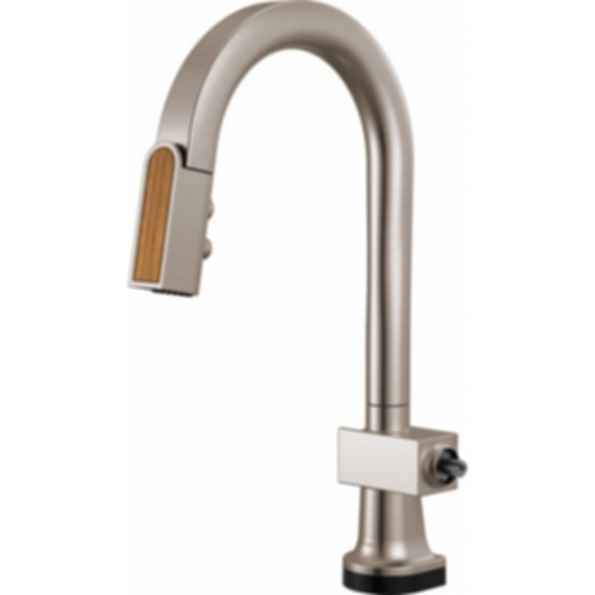 Frank Lloyd Wright® Kitchen Collection by Brizo® SmartTouch® Pull-Down Prep Faucet with Arc Spout and Wood Spout - Less Handle - 64922LF-WDLHP