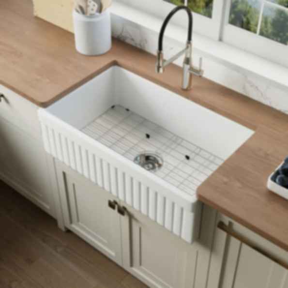 NOZLOO 33" Reversible Apron Fireclay Farmhouse Sink