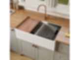 NOZLOO 33" Fireclay Double Bowl Farmhouse Sink with Workstation Kit