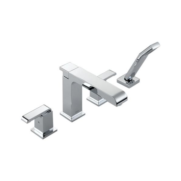 Roman Tub Whirlpool Faucet Trim Two Handle Lever Type Four Hole