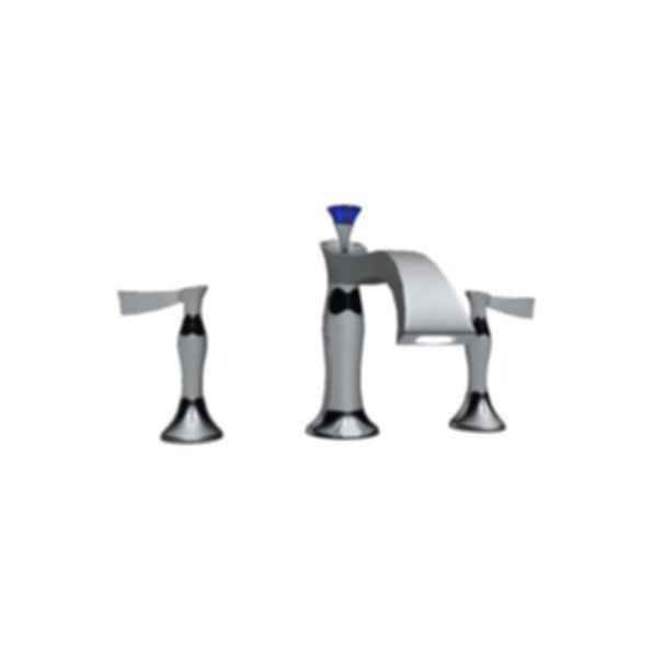 Brizo-RSVP Polished Chrome 3-Hole Roman Tub Wth Lever Handles And Blue Glass Finial