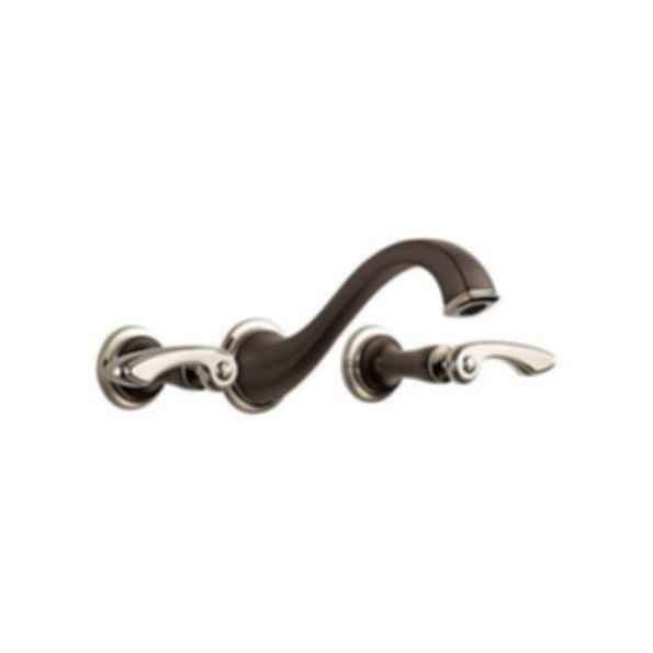 Charlotte Two Handle Wall-Mount Lavatory Faucet - Polished Nickel - Cocoa Bronze
